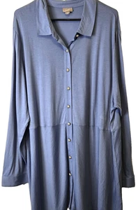 J Jill Shirt Tunika Damen 3X Blau Lt Wt Pima Baumwolle Modal LS Knopfleiste Büro - Bild 1 von 14