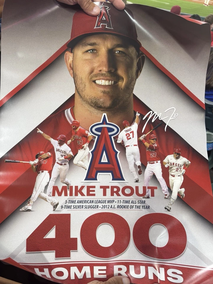 ANGELS MIKE TROUT 400th HOME RUN POSTER SGA 9/24/25 BRAND NEW! - Image 1 of 2