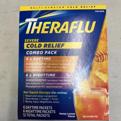 Thera flu Severe Cold Relief Daytime Nighttime 12 Pckts Exp 7/26 - Image 1 of 4