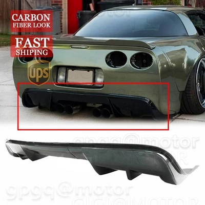 For Corvette C5 97-04 Carbon Fiber Direct Add-On Shark Fin Rear Bumper Diffuser - Image 1 of 4