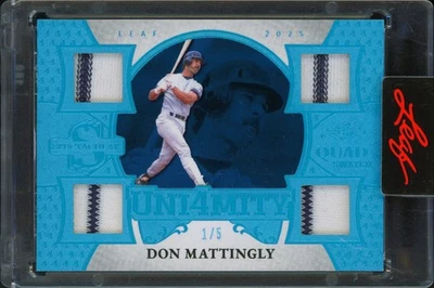 Muestra cuádruple Leaf Spectacular Don Mattingly (1/5) Uni4mity 2025 usada en juego platino Foto 1 de 2