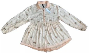 Urban Outfitters Out From Under Carina Babydoll Romper Small Peach Floral NEW - Picture 1 of 22