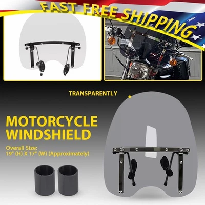 Parabrisas universal 17" 19"x humo moto para 7/8" y 1.25" 1" y manillar Foto 1 de 4