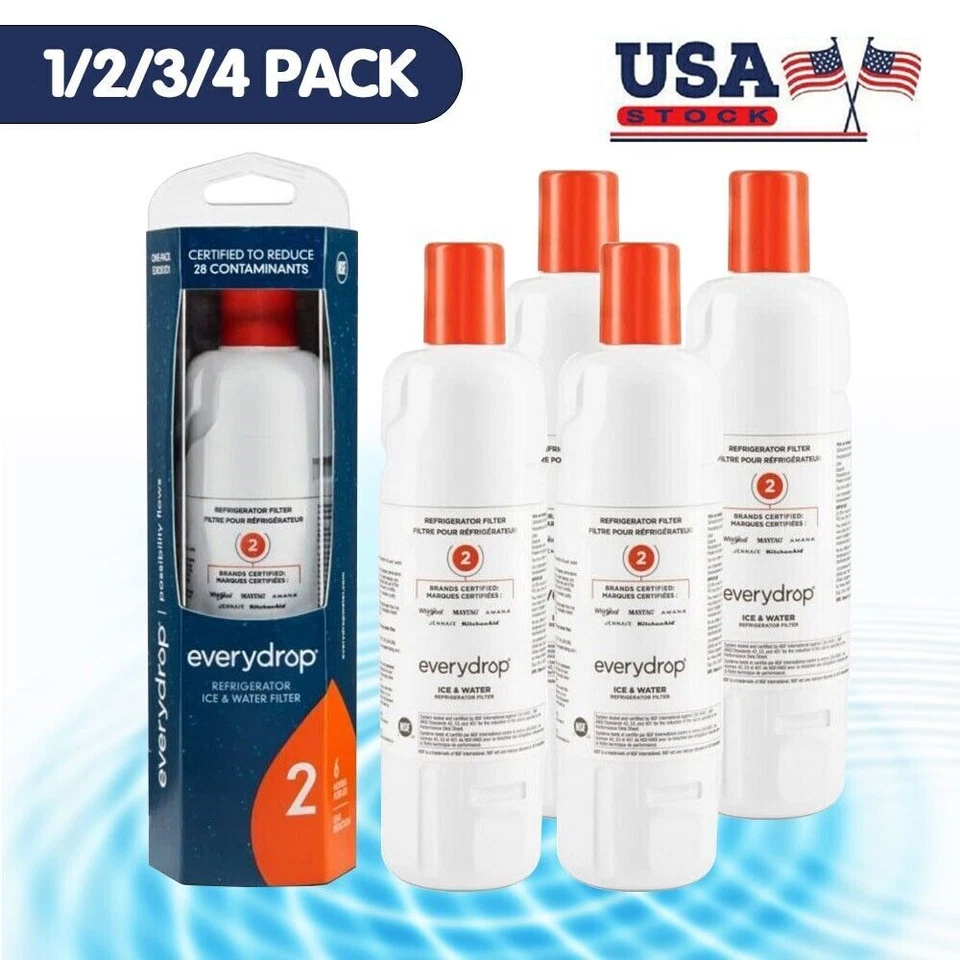 EVERYDROP New 1/2/3/4 PC ΕVΕRYDROP ΕDR2RXD1 Refrigerator Wate Filter 2 Replacement Home US