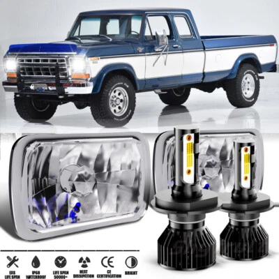 Fit Ford F150 F250 F350 1978-1986 7x6" LED Headlights Hi/Lo Turn Signal DRL Foto 1 de 4