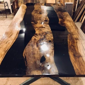 Luxury Epoxy Resin Dining & Center Sofa Coffee Table Acacia Wooden Furniture Dec - Picture 1 of 9