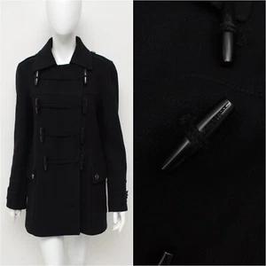 Authentic Women's Burberry Brit Black Wool Duffle Pea Coat US 10,UK 12,IT 44,~ M - Picture 1 of 20