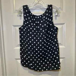 Serbatoio di lino senza maniche Luca Vanucci blu navy a pois nuovo con etichette taglia S - Foto 1 di 10