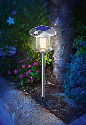 LED Solar Gartenleuchte Gartenlampe warmweiss Bewegungsmelder Leuchte Lampe Akku - Bild 1 von 4