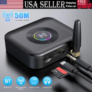 Bluetooth 5.1 Receiver Wireless 3.5mm Jack AUX to 2 RCA Audio Stereo Adapter - Picture 1 of 10
