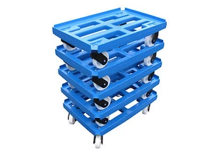5er Pack Transportroller 600x400 Kistenroller (WTR2)  blau - 4xLR PP natur 100mm - Bild 1 von 5