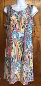 Tommy Hilfiger Paisley Dress Summer Sleeveless Pullover Shift NWT New Size 10 - Picture 1 of 7
