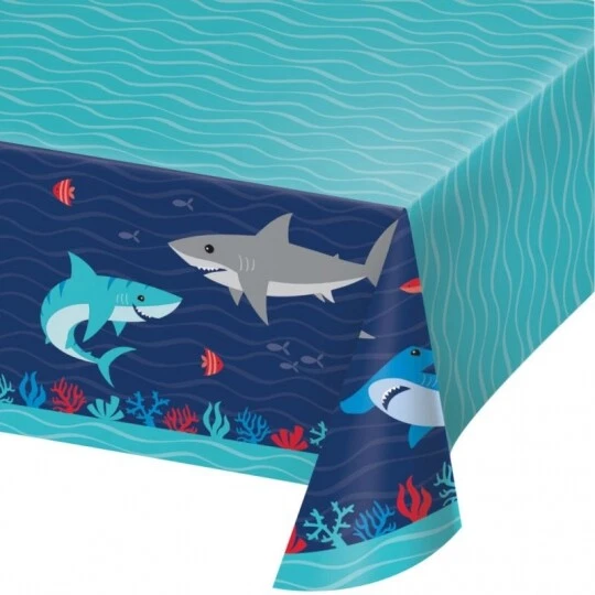 Shark Party Paper Tablecloth 54" x 102" Shark Party Tableware Decorations - Image 1 of 1