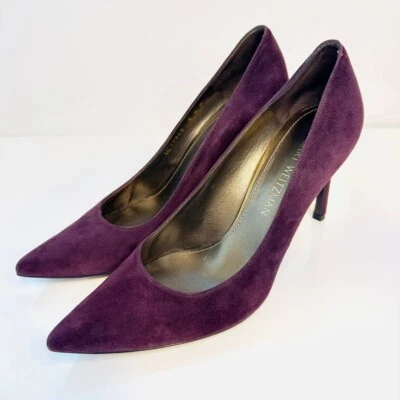 Like new! STUART WEITZMAN burgundy suede pointed toe heels sz 8 - Image 1 of 4