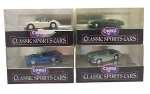 FOUR BOXED 1:43 CORGI CLASSIC SPORTS CAR JAGUAR MGA PORSCHE & AUSTIN HEALEY - Picture 1 of 5