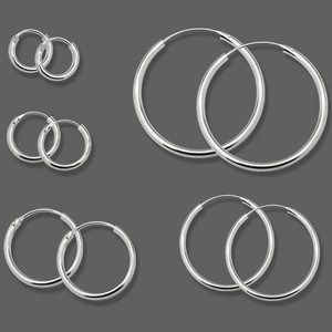 1 Paar Creolen aus 925 sterling Silber Ohrringe Creole 8 10 12 bis 75 mm silbern