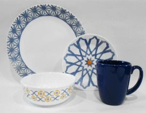 ❤️ JUEGO DE VAJILLA 16 piezas Corelle AMALFI AZUL Plato Tazas *Azulejos Mediterráneos - Imagen 1 de 9