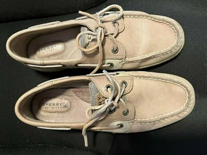 Sperry Top-Sider Boat Shoe 6.5 Tan Leather Cushioned No mark Sole Leather Laces - Picture 1 of 9