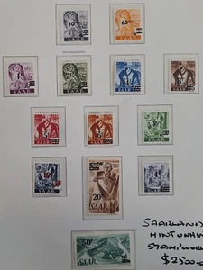 1947 Saar set of surcharged Definitive postage stamps Mint/ MUH Mi 226z-238z - Picture 1 of 4