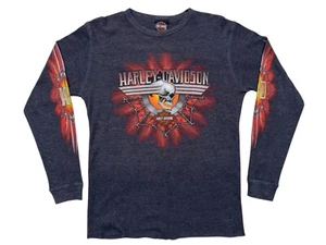 Vintage Harley Davidson Men's Waffle Knit Long Sleeve Shirt Size M Vallejo CA - Picture 1 of 6