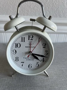 NEWGATE Ivory Twin Bell Alarm Clock 6.5H X 4.5W Hammer Ring Battery-Works - Picture 1 of 4