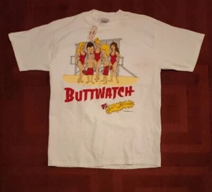 Vintage 90s MTV Beavis Butthead Baywatch Buttwatch XL T 👕 Stanley Desantis - Picture 1 of 12