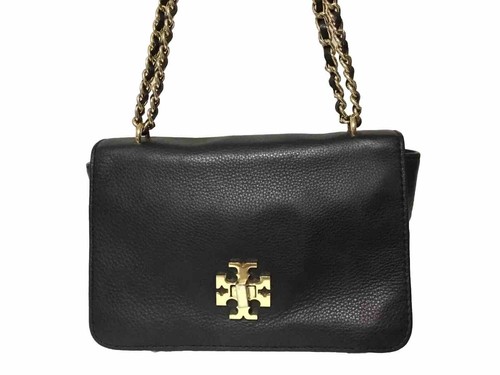 Mini borsa a tracolla Tory Burch nera Robinson convertibile pelle catena d'oro