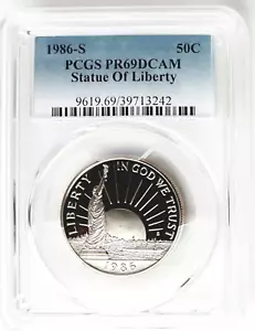 1986-S Clad Proof Statue of Liberty Half Dollar PCGS PR69 DCAM-Fading Blue Label - Picture 1 of 6