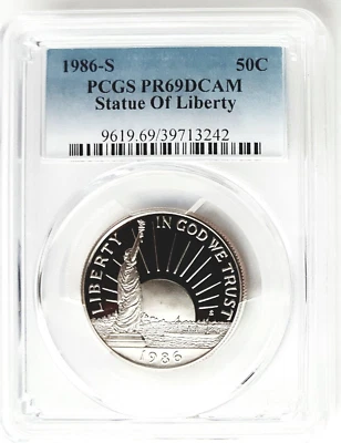 1986-S Clad Proof Statue of Liberty Half Dollar PCGS PR69 DCAM-Fading Blue Label - Image 1 of 4