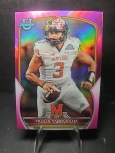 2022 Bowman University Chrome Taulia Tagovailoa PINK Refractor #3 Maryland - Picture 1 of 2