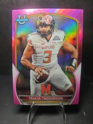 2022 Bowman University Chrome Taulia Tagovailoa PINK Refractor #3 Maryland - Image 1 of 2