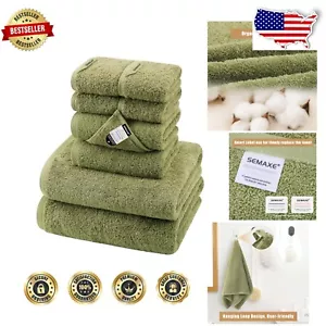 Luxurious 8-Piece Sage Green Bath Towel Set - 100% Cotton with Hanging Loops - Picture 1 of 12