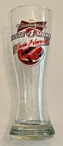 KEVIN HARVICK "Taste 4 More" Budweiser Beer Glass, 8 3/4" Cover