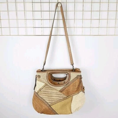 Bolso Bandolera Fossil Mujer Punto Retazos Grande Marrón Clutch - Leer Foto 1 de 4