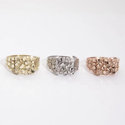 SOLID 10K Gold Medium Square Nugget Ring Yellow White Rose gold - Image 1 of 4