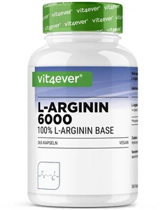 Arginin Base 365 Kapseln - 6000mg - Hochdosiert Aminosäure - Muskelaufbau Vegan - Bild 1 von 6