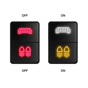 Dual Push Switch w/Lightbar and Driving Light For Toyota Fog DRL - 33mm x 22mm - Picture 1 of 7