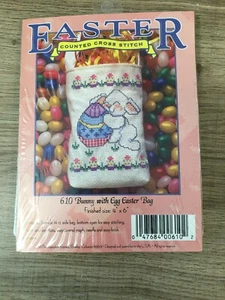 Sugarplum Express 610 Counted Cross Stitch Bunny With A Easter Bag 4" x 6" - Picture 1 of 2
