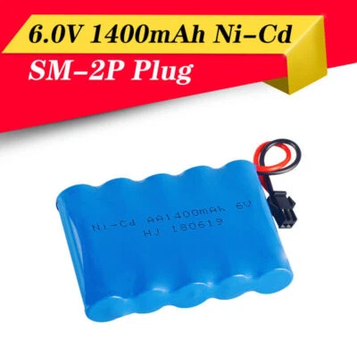 6V 1400mAh Ni-Cd AA Battery Pack Rechargeable For RC Car Toys SM-2P Plug EL-2P - Image 1 of 4