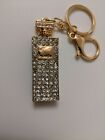 Crystal Rhinestone Cute Gold parfum Perfume bottle Keyring Bag Charm Gift 6190