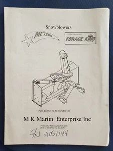 M.K. Martin Parts List for 51-60 Snowblower - Meteor B - Picture 1 of 6