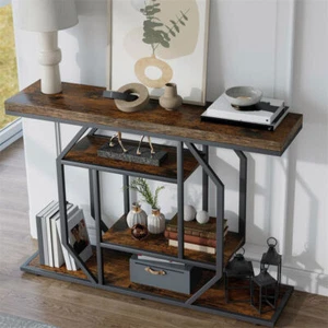 Vintage Console Table Industrial Hallway Table with 4 Shelves for Living Room AU - Picture 1 of 16