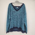 LuLaRoe Torrie Sweater Women's Size XL Blue V-Neck Long Sleeve Pullover