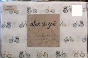 JUEGO DE HOJAS EXTRA LARGAS GEMELAS ESTAMPADAS DE BICICLETAS 3 PIEZAS BOLSILLOS 14" TAMAÑO DORMITORIO UNIVERSITARIO - Imagen 1 de 5