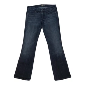 Pantalones de mezclilla para mujer 7 For All Mankind 28 (30x29,5 reales) azul elástico algodón tiro bajo - Imagen 1 de 10