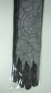 Halloween Costume Gloves Black Long Spider Web Witch Vampire Closed Finger NIP - Picture 1 of 2