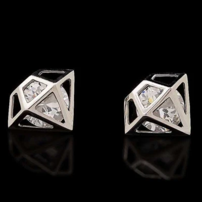 14K White Gold 1CTW Brilliant Stone Round Screw Back Stud Earrings - Image 1 of 4