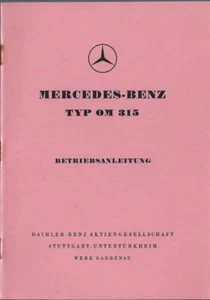 MERCEDES Typ OM 315 Betriebsanleitung 1954 Handbuch Motor BA IM - Picture 1 of 8
