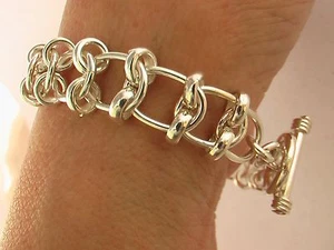 Handmade Taxco Mexican 925 Sterling Silver Chain Bracelets. 33 grams, 18 cm,7.1" - Picture 1 of 36
