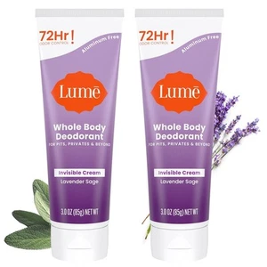 Lume Whole Body Deodorant – Invisible Cream | 2-Pack (2 x 3oz) | 72H Odor Cntrl - Picture 1 of 8